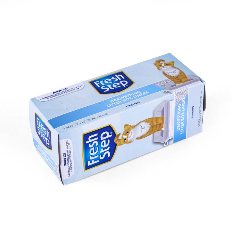 Fresh Step Drawstring Cat Litter Box Liners, Unscented - Kitty Litter Bags for Rectangle or Oval Large Litterboxes, Size Jumbo, 36" x 19" - 7 Count - Image 4